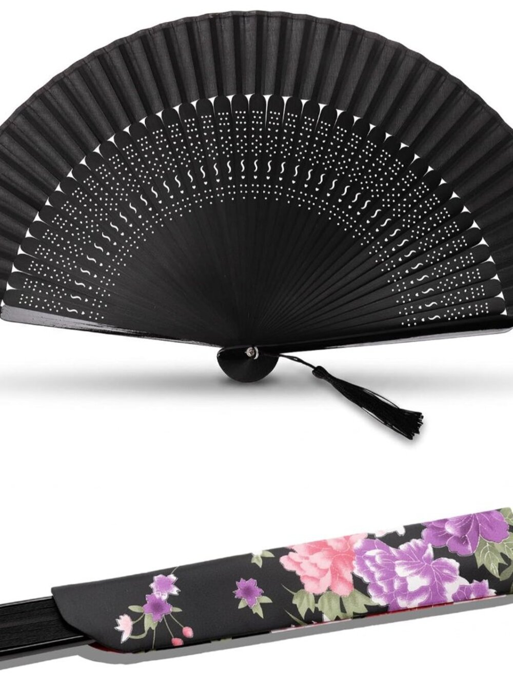 Hand Fan Foldable for Women, Handheld Fan, Black